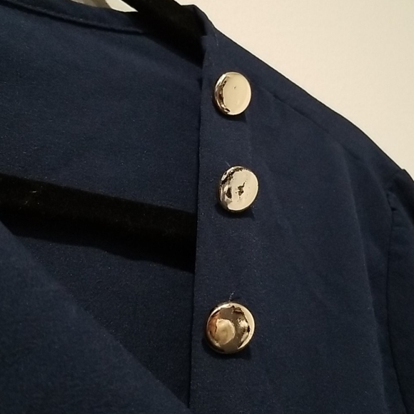 Ladies M - Navy Long Sleeve Button Down Blouse Top - Picture 5 of 5